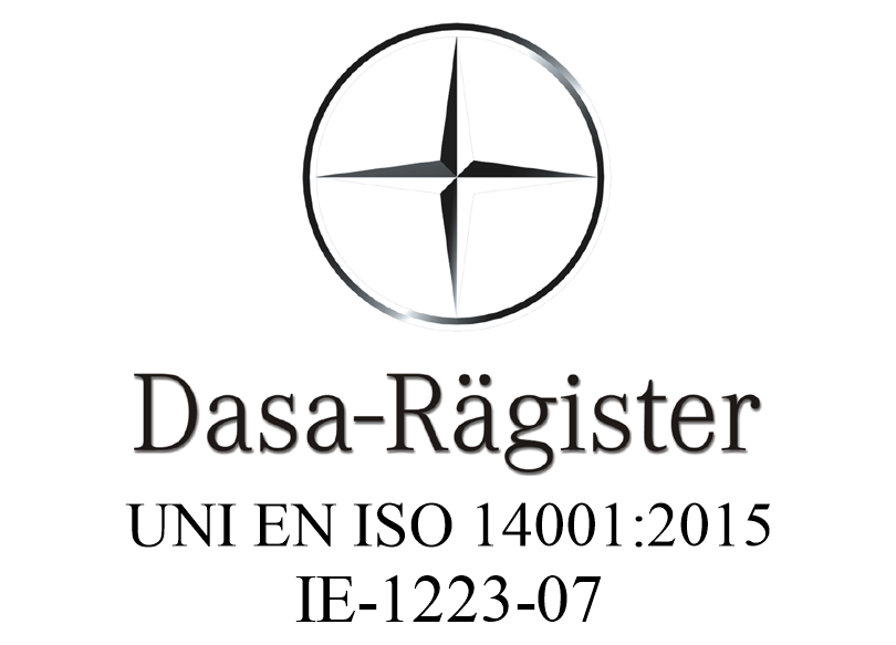 Sistema di gestione certificato ISO 14001 — Dasa-Rägister · IE-1223-07